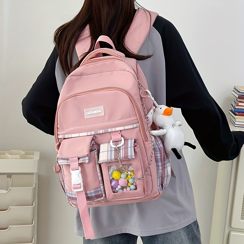 Mochila grande para laptop de 17 pulgadas para mujer, mochila para  profesores con puerto USB, mochila de viaje convertible para el trabajo, 4-  rosa