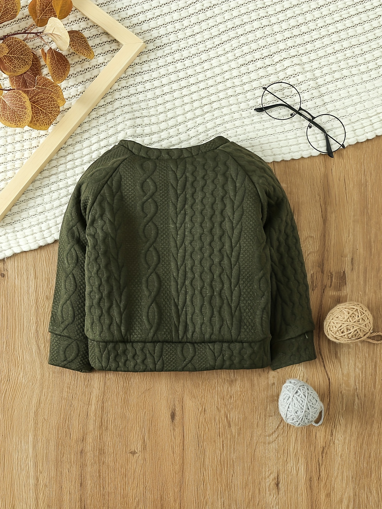 Kids match Solid Color Long Sleeve Top Toddler's Cable Knit - Temu