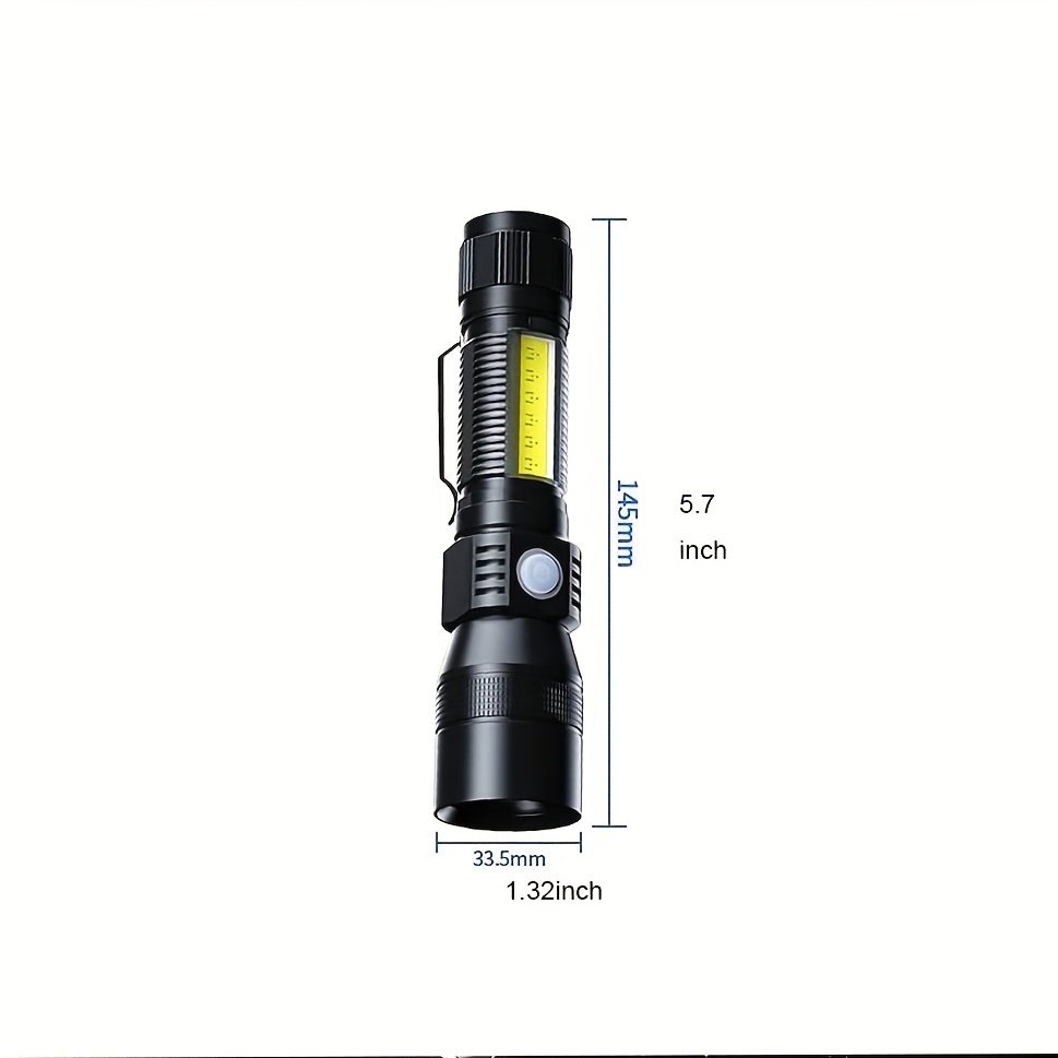 Linterna UV recargable, linterna de luz negra con imán y luz de trabajo  lateral 3 en 1, linterna táctica negra y luz roja, 1000 lm, zoomable,  antorcha