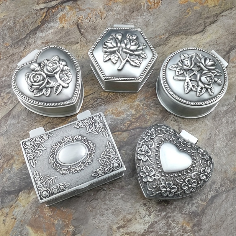 Size L - Vintage Jewellery Case Fashion Jewelry Box Zinc-alloy Metal trinket  box Carved Flower Rose Square Shaped - AliExpress