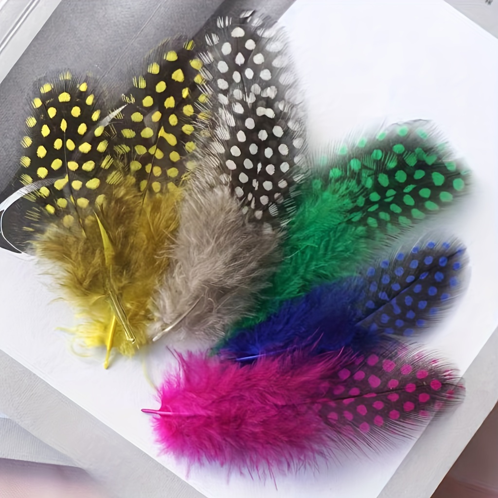 Polka Dot Feathers, 1 Pack Turquoise Blue Guinea Hen Polka Dot