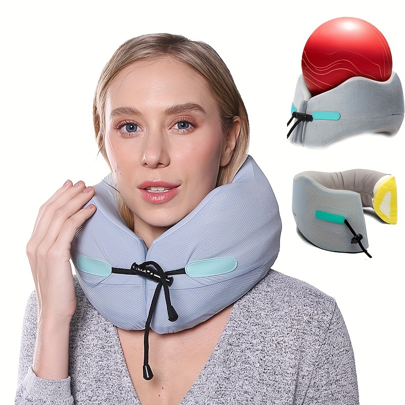 Almohada de viaje para el cuello con esponja viscoelástica para la cabeza y  el cuello, almohada de avión cómoda, suave, transpirable, utilizada para