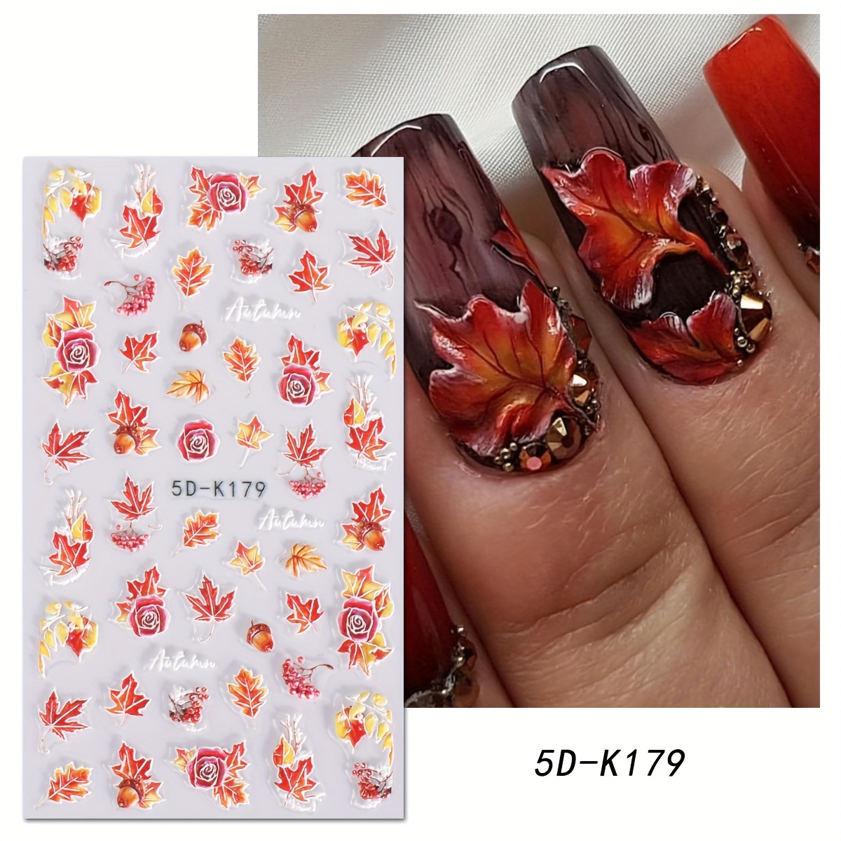 Maple Leaves Nail Art Stickers Decals 3 Sheets