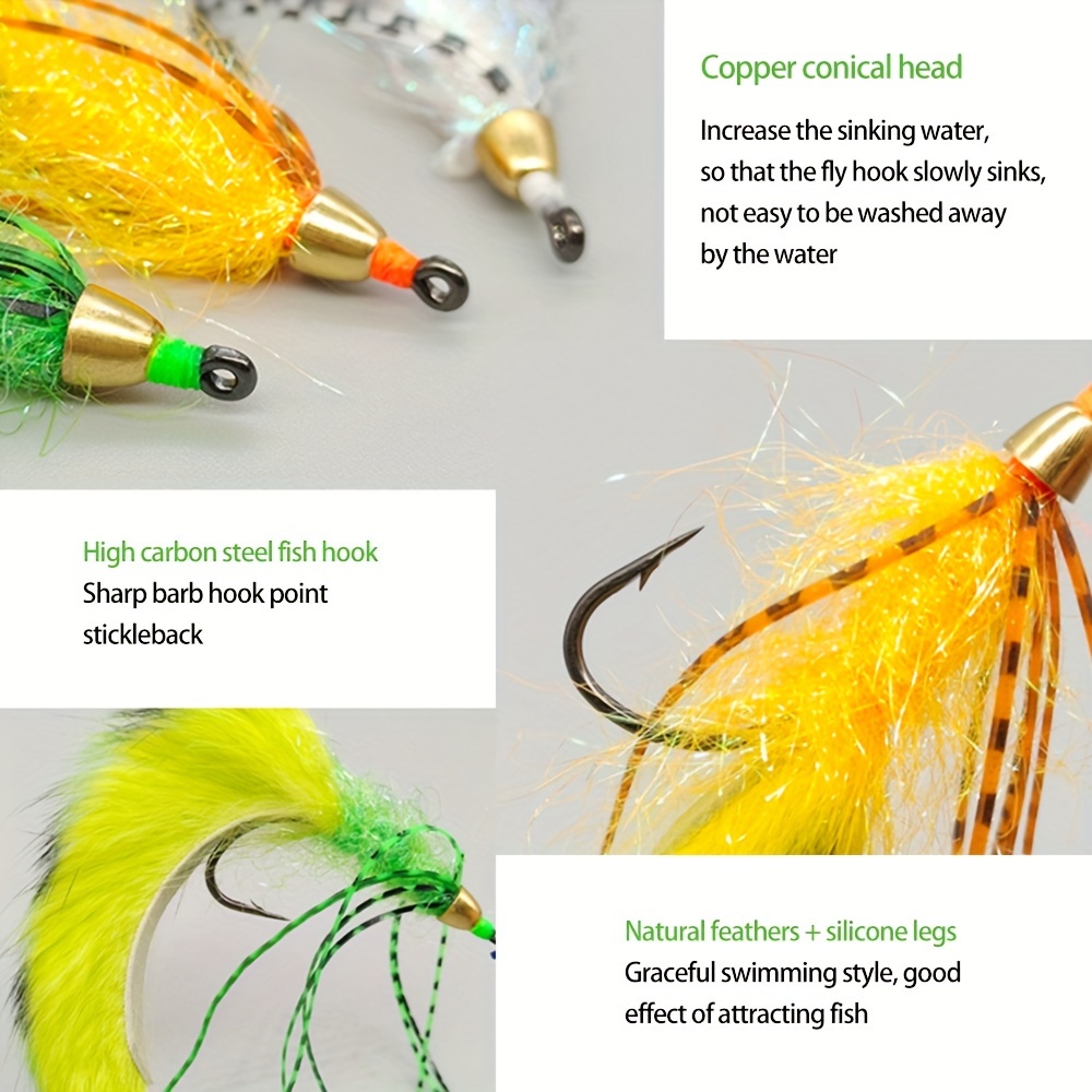3pcs Hand Tied Coppery Head Fly With High Carbon Steel Barbed Hook, Fly  Fishing Bait For Trout Bass