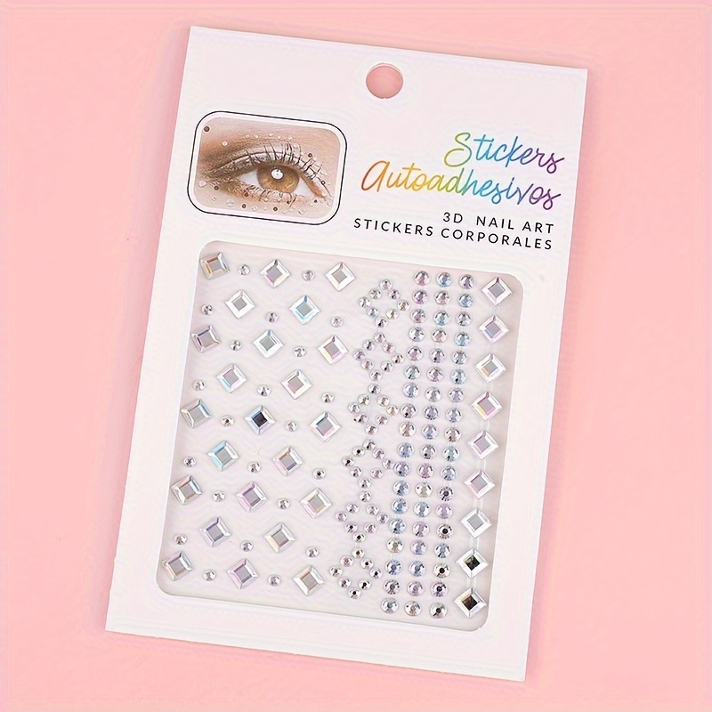  9 Sheets Eye Body Face Gems Jewels Rhinestone Stickers Self  Adhesive Crystal Rainbow Makeup Diamonds Face Stick Gems for Women Festival  Accessory and Nail Art Decorations (Star and Bead) 
