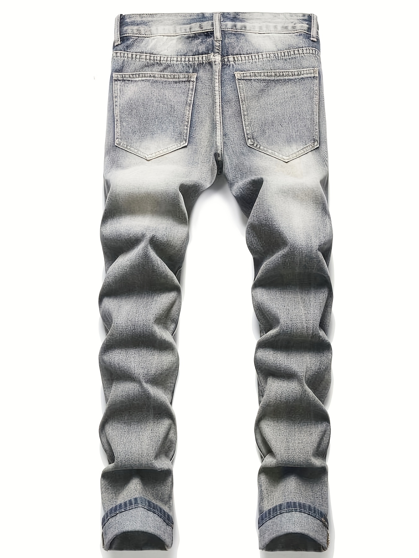Casual Street Style Loose Fit Ripped Cotton Jeans, Men's Denim Pants For  Spring Fall