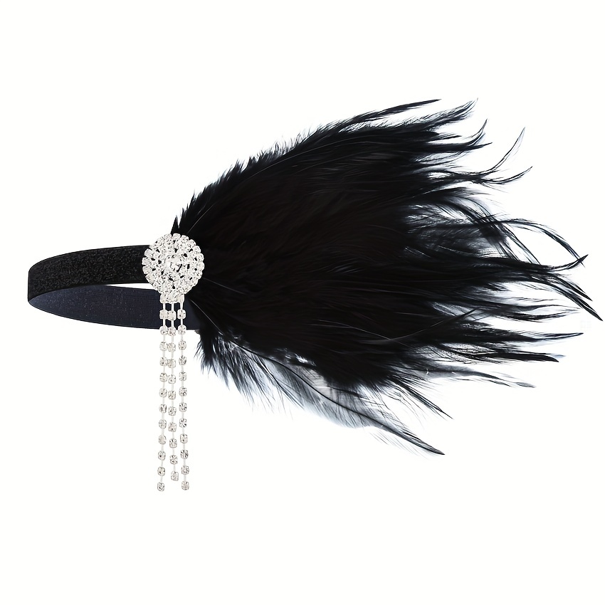 Feather Shape Rhinestone Headband 1920s Gatsby Style - Temu