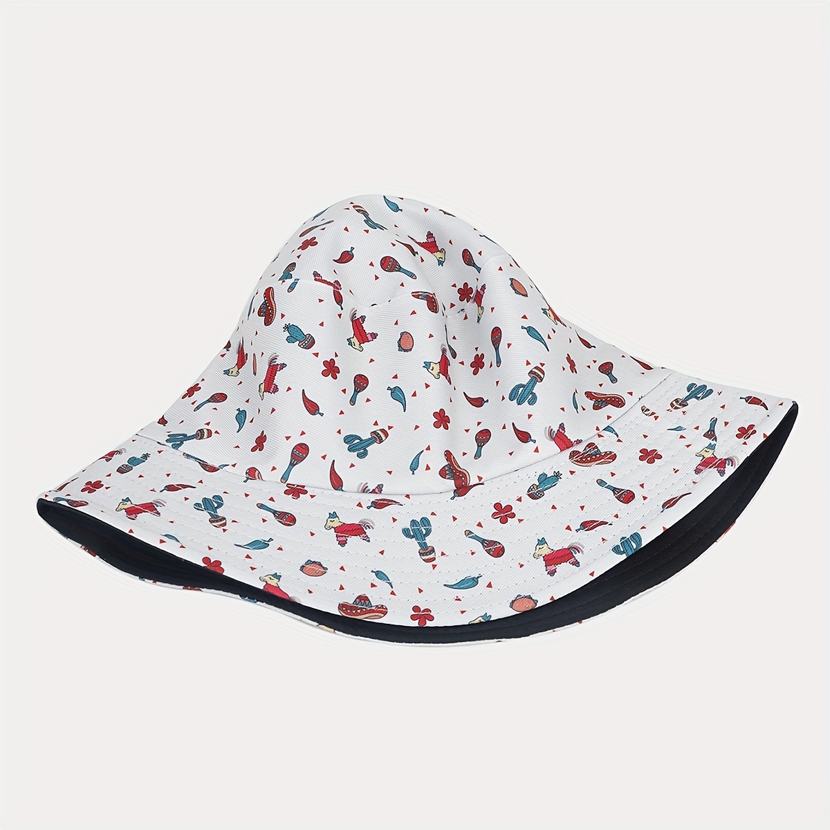 1pc Women Cartoon Cat Head Pattern Sun Protection Fashionable Bucket Hat  For Outdoor