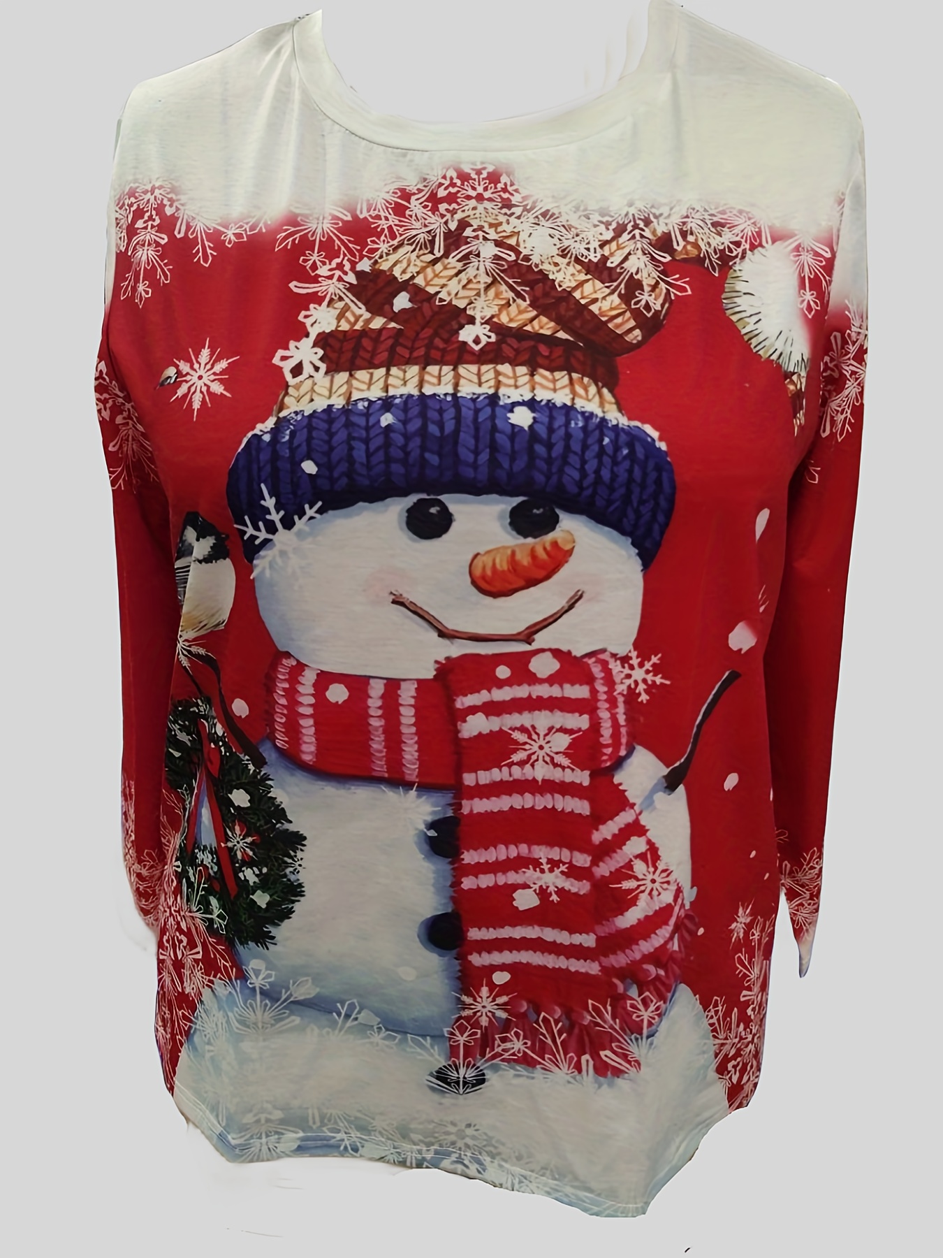 Plus Size Christmas Casual T shirt Women's Plus Snowman - Temu Canada