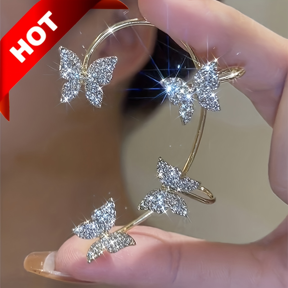 

Shining Butterfly Zircon Cuff Earrings Non Piercing Earrings Luxury Jewelry For Women Girls Gift
