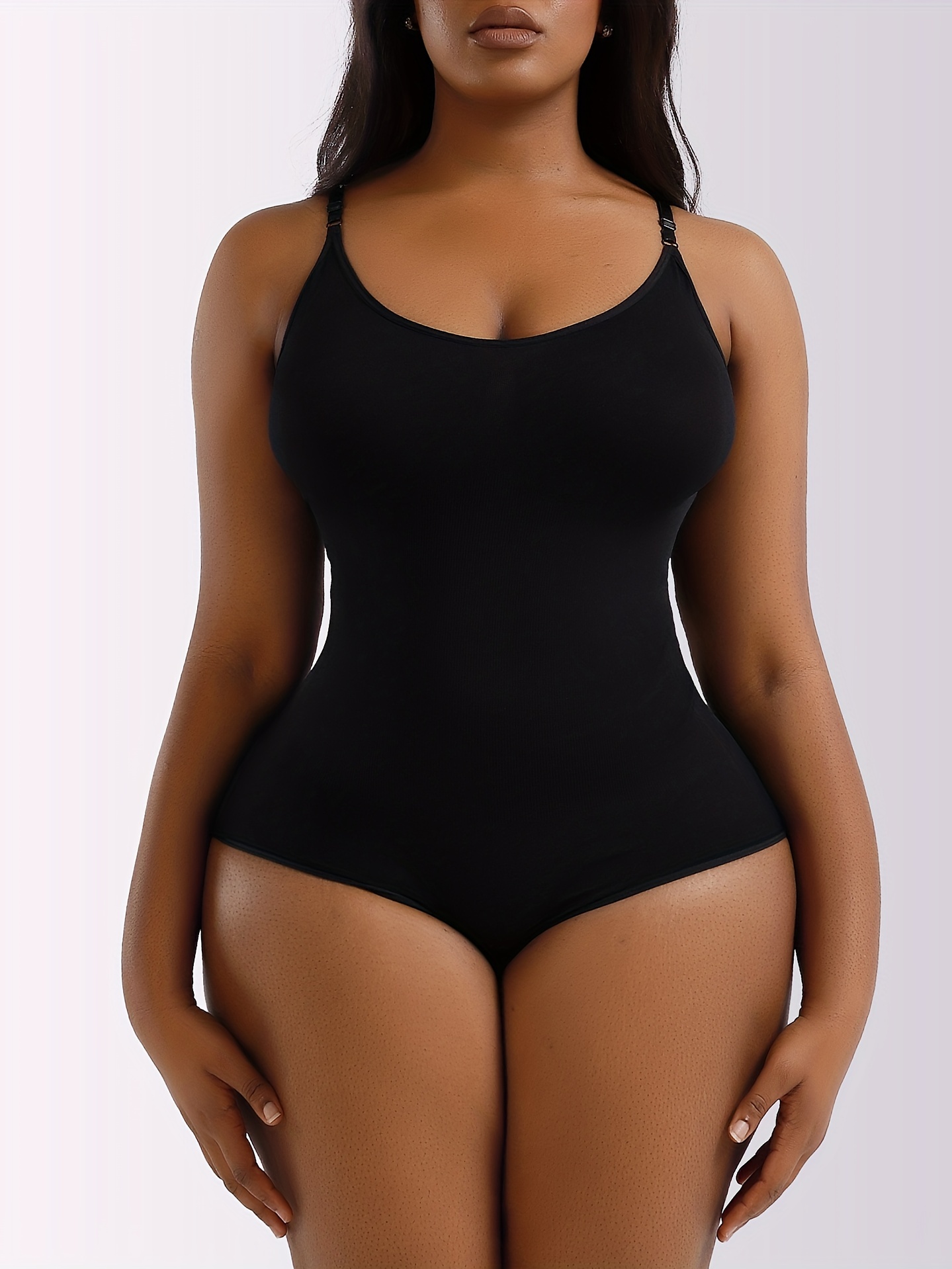 Plus Size Casual Shapewear, Women's Plus Semi Sheer Suspender Breast  Lifting Tummy Control Wide Strap Shapewear