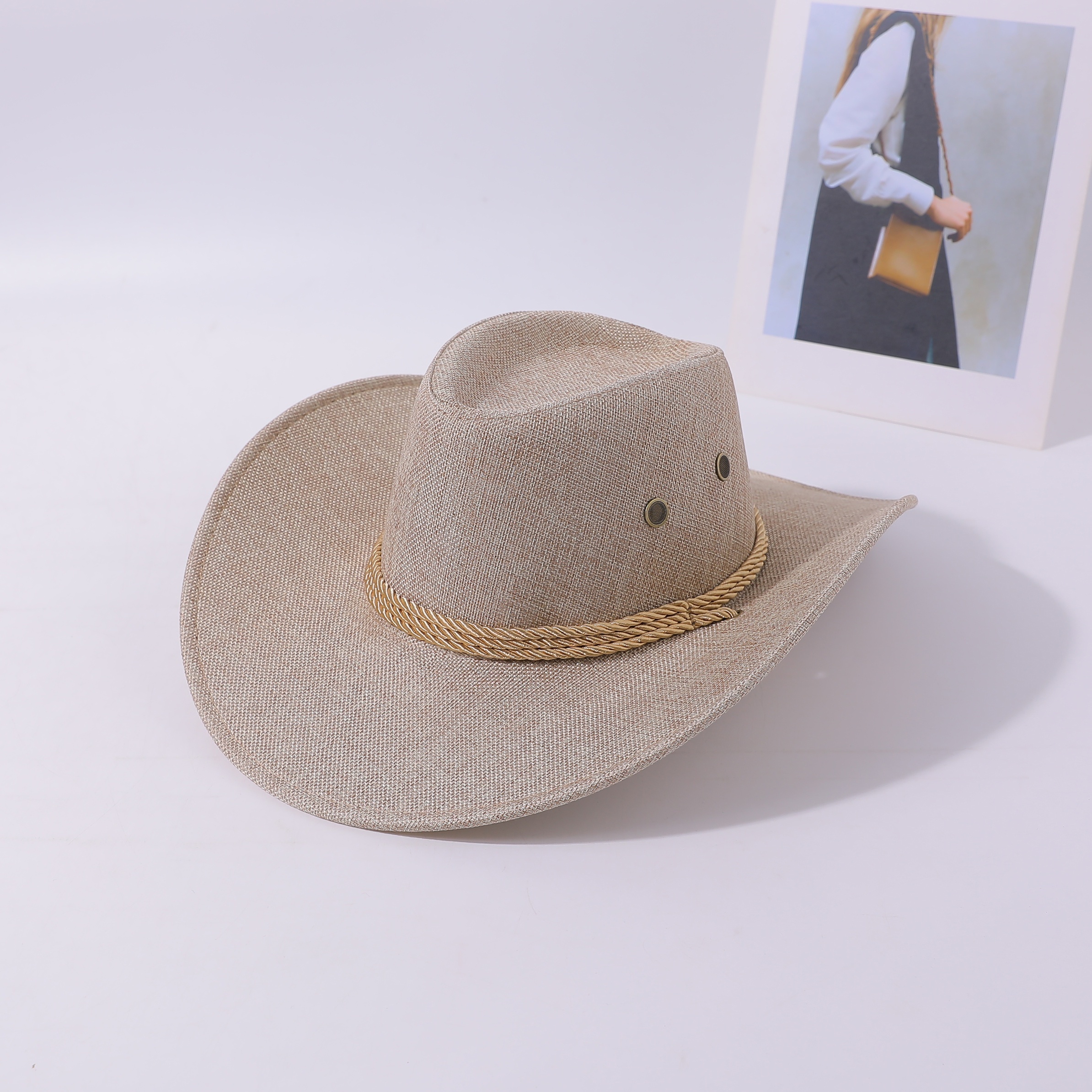 British Style Western Cowboy Hat Raffia Rider Hat For - Temu