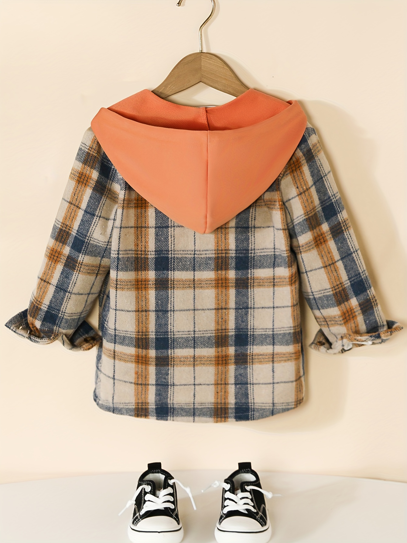 Boy's Plaid Hooded Button Up Shirt