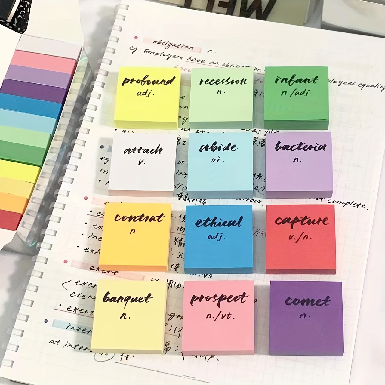 12 Mini Colored Sticky Notes, Self-adhesive Index Sticky Notes, Student  Sticky Notes, 1.5 X 1.5 Inch, 11 Colors, 1200 Pieces For School And Office