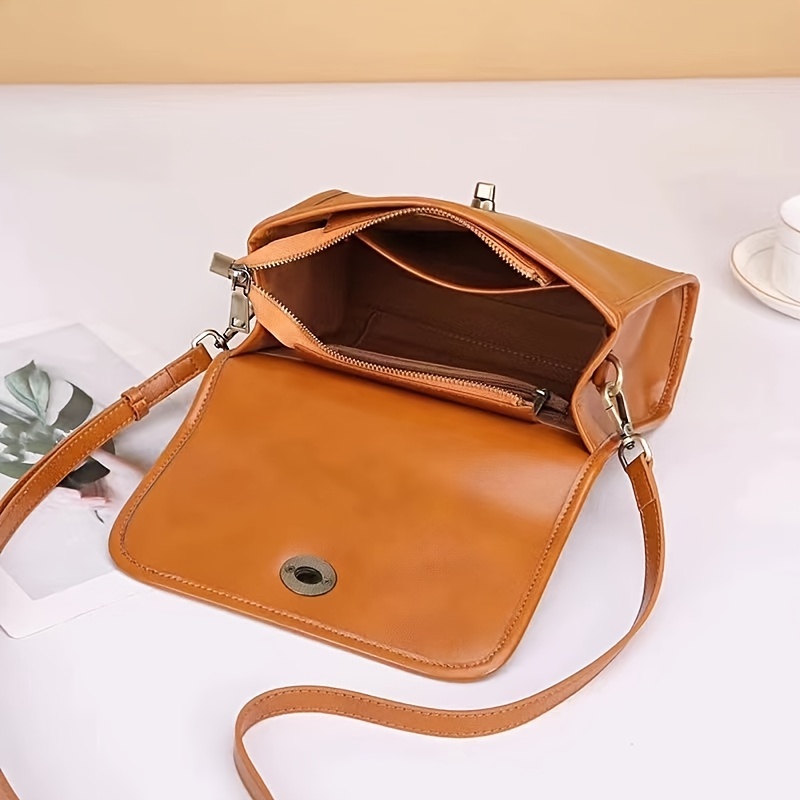 Coffee Genuine Leather Flap Shouler Bags Purse