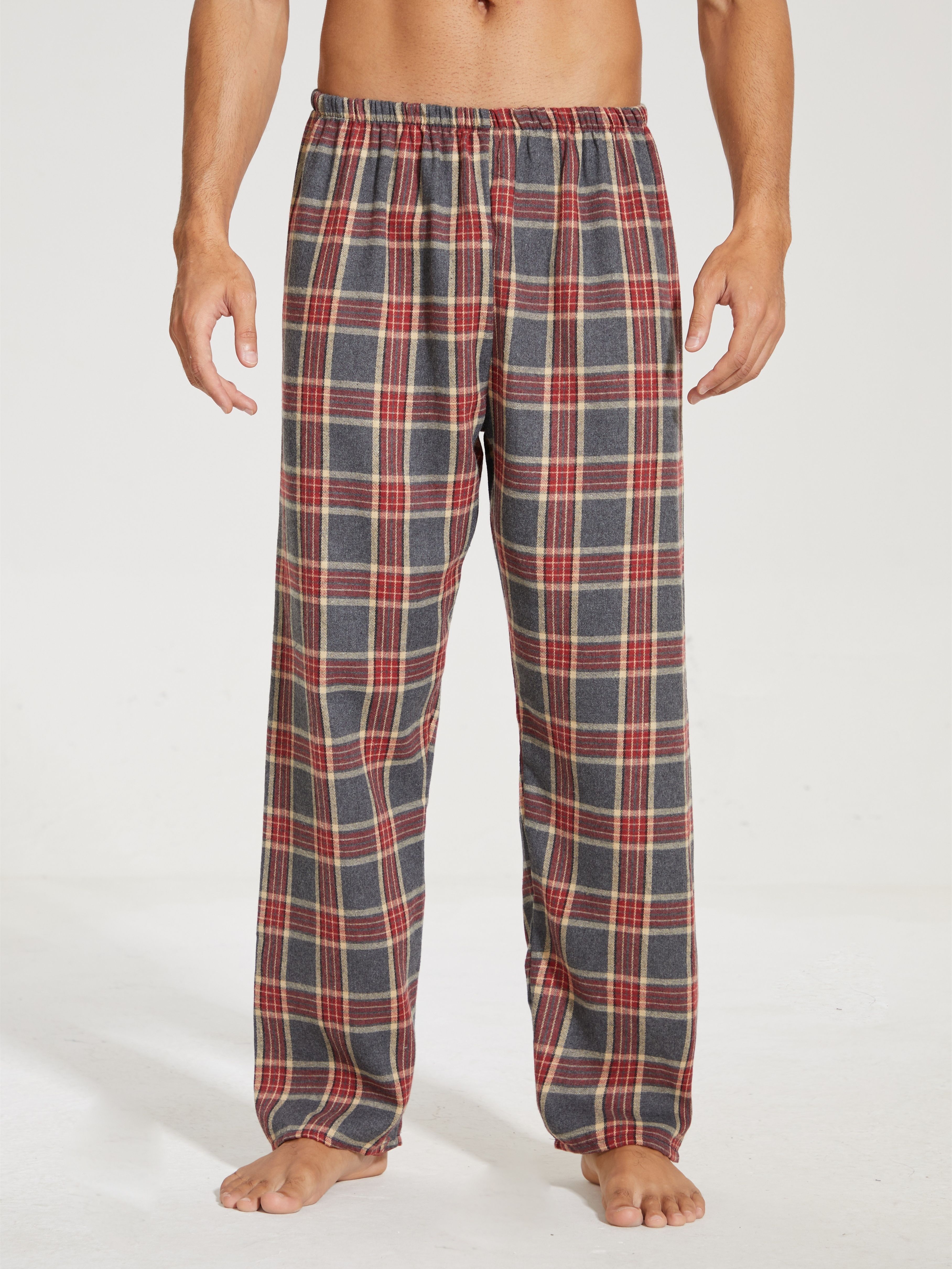 Men's Classic Fashion Casual Plaid Brick Red Long Pants - Temu New