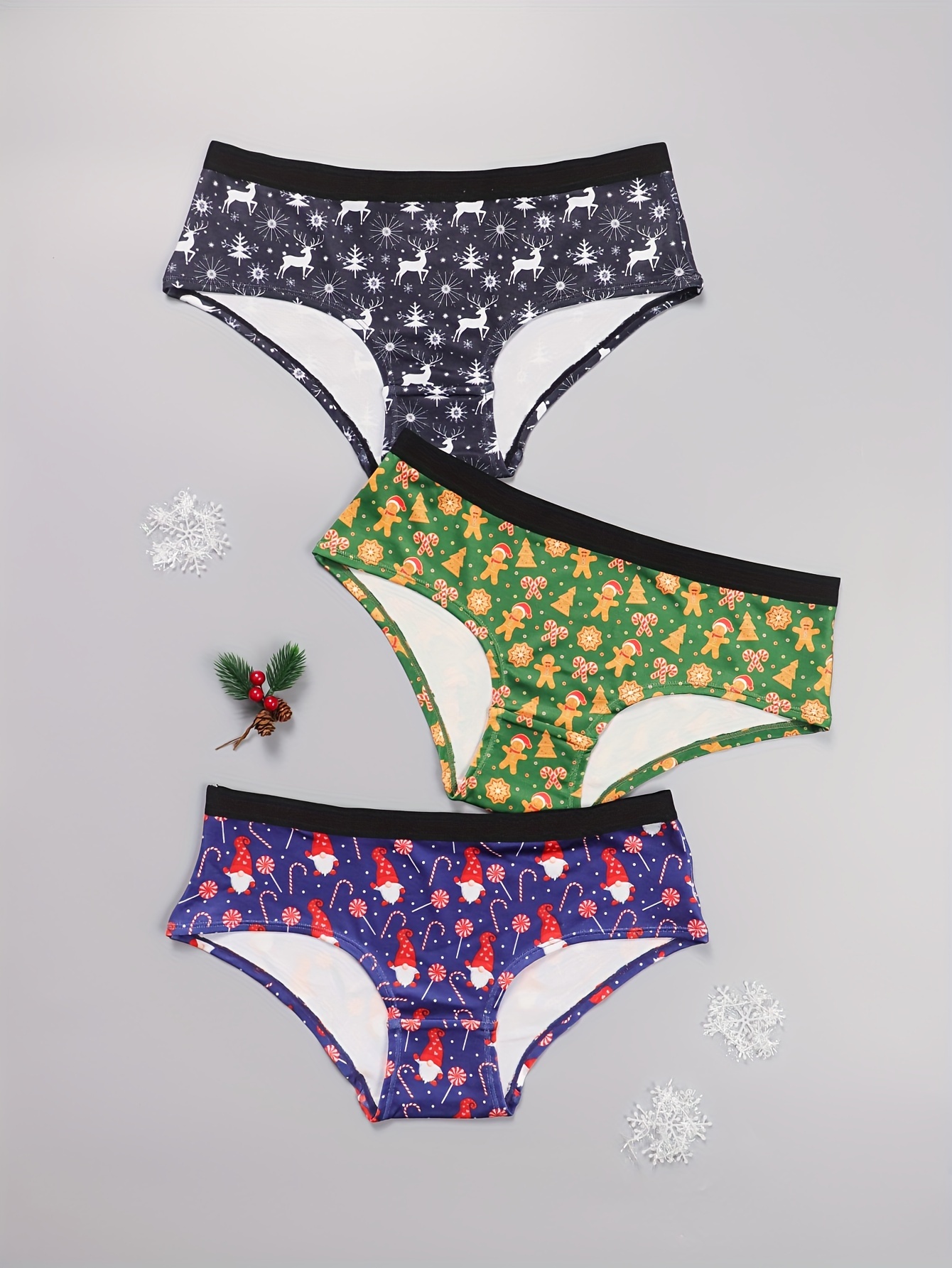 Plus Size Christmas Cute Panties Set Women's Plus Reindeer - Temu