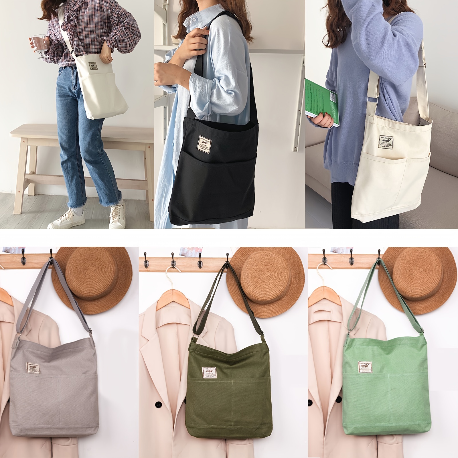  Canvas Hobo Crossbody Shoulder Tote Bag for Women and