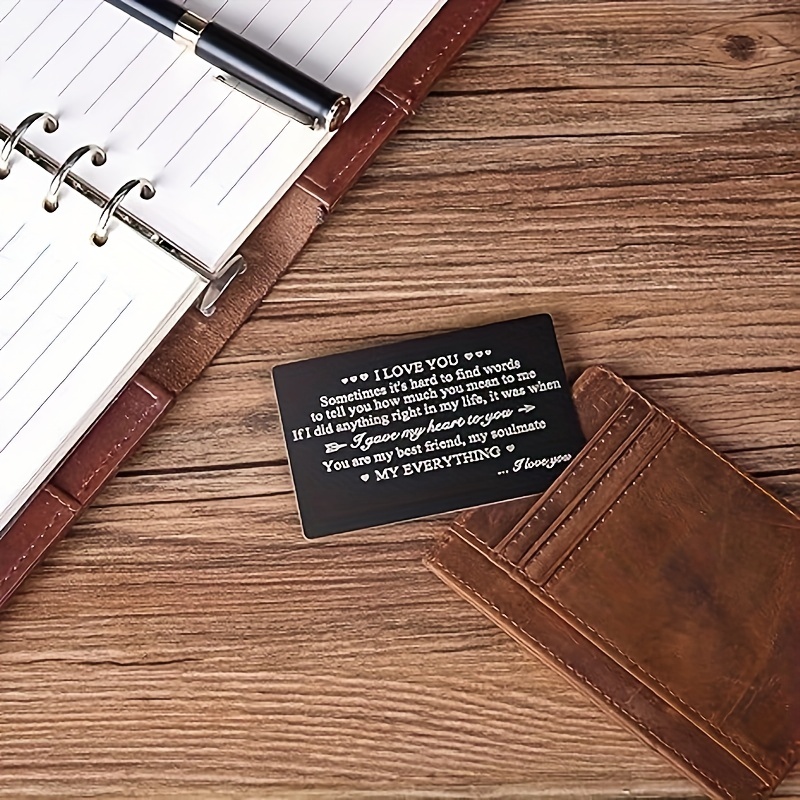 1pc, Idea For Boyfriend Engraved Wallet Insert, Anniversary Card For Men, I  Love You, Metal Wallet Card Insert, Mini Love Note, Anniversary Card For W