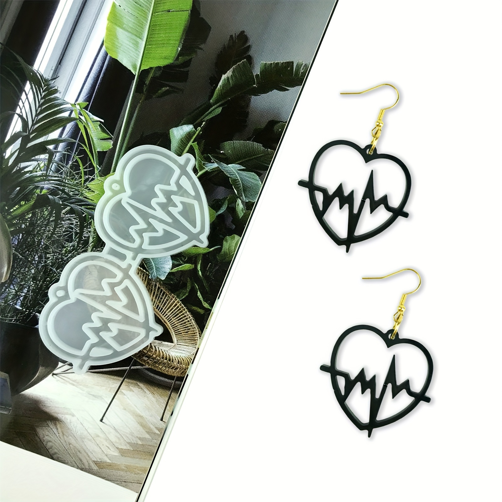 

1pc Heartbeat Necklace Love Heart Pendant Jewelry Diy Resin Silicone Molds Hollow Heart Shape Pendant Casting Resin Mold For Diy Jewelry Earrings Making Valentine's Day Gift