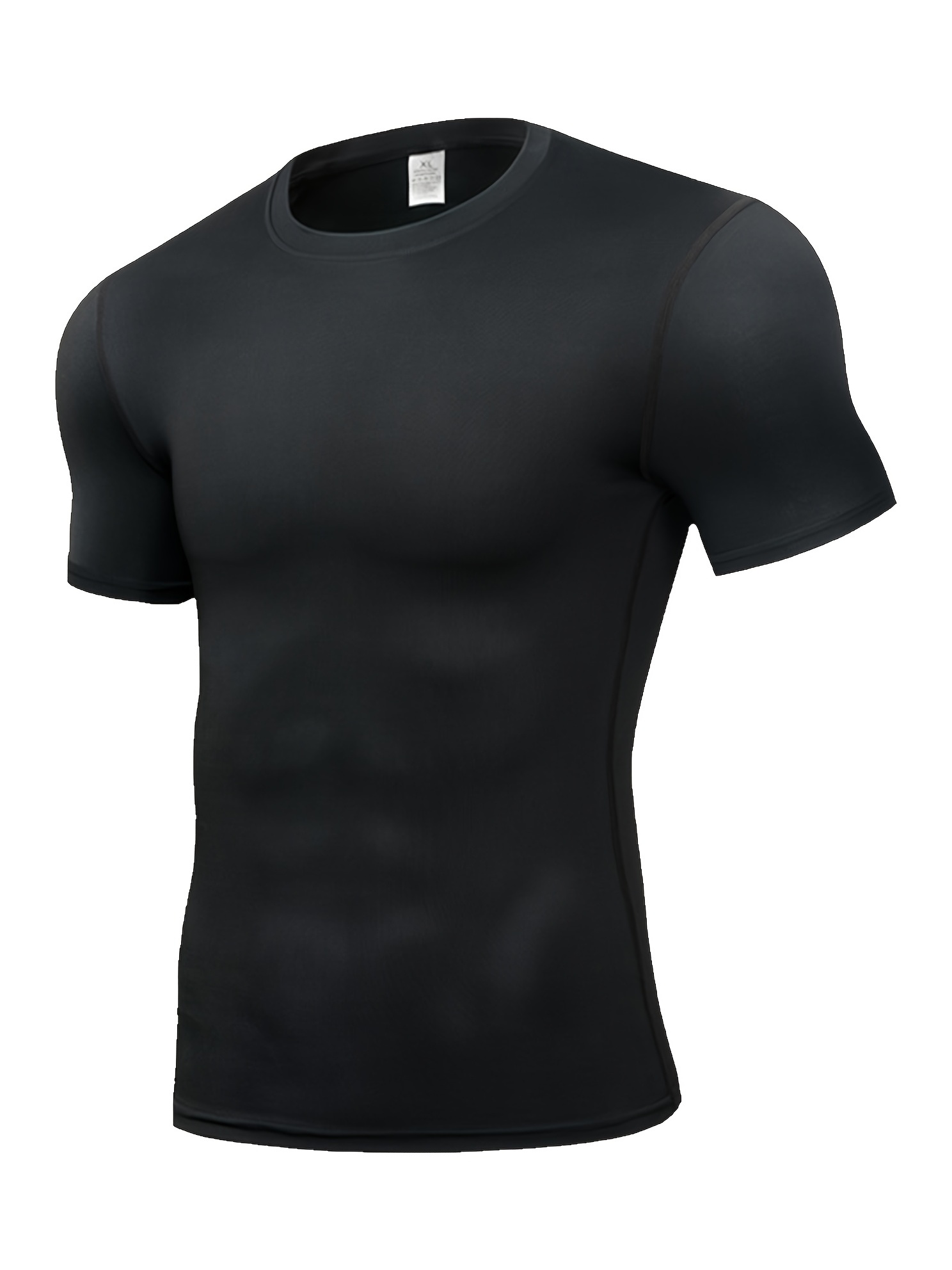 Avamo Mens Compression Shirts Short Sleeve Summer Tops Plain Sport T Shirt  Casual Muscle T-shirt Running Tee White 3XL 