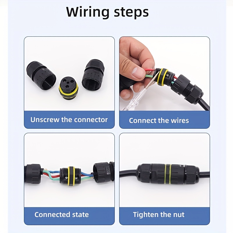 Cable Wire Connector IP68 Waterproof 2/3/4 Pin Junction Outdoor
