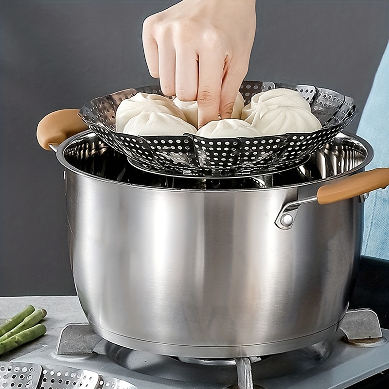 Premium Stainless Steel Vegetable Steamer Basket - Telescopic, Folding,  Expandable, And Fits Various Pot Sizes - Perfect For Healthy And Delicious  Cooking - Temu
