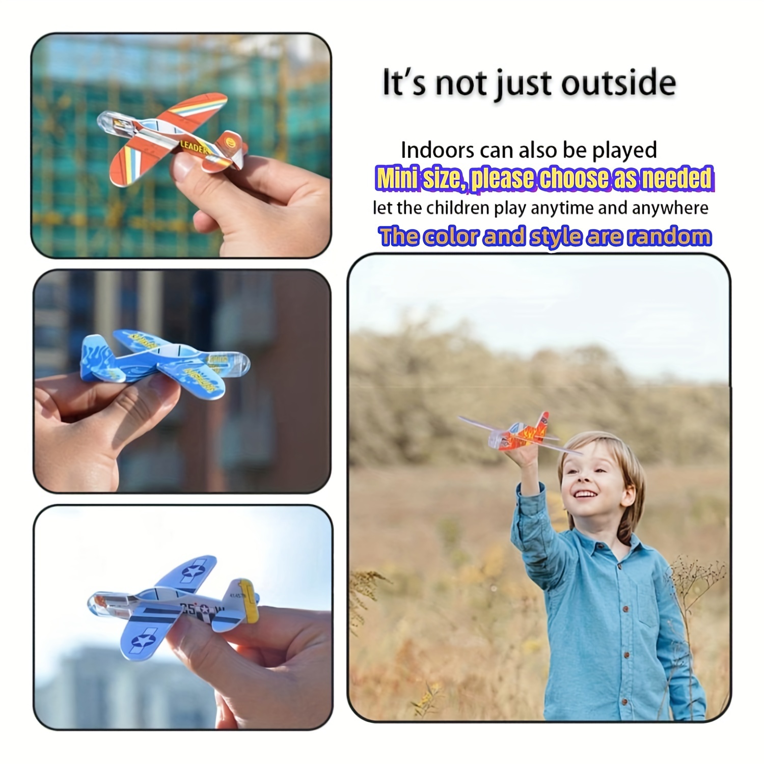 8 Airplane Toy,12 Different Designs Planes Toys For Boys,Foam Glider  Planes Toys,Birthday Favors Lightweight Paper Airplanes,Individually Packed