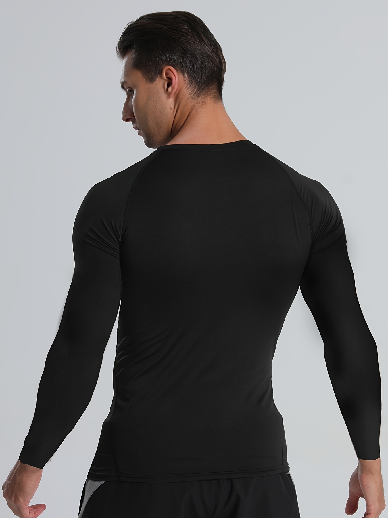 Gymshark Men's Long-sleeved Fitness Stretch Quick-drying Clothes Sports  Training Round Neck T Compression Tight