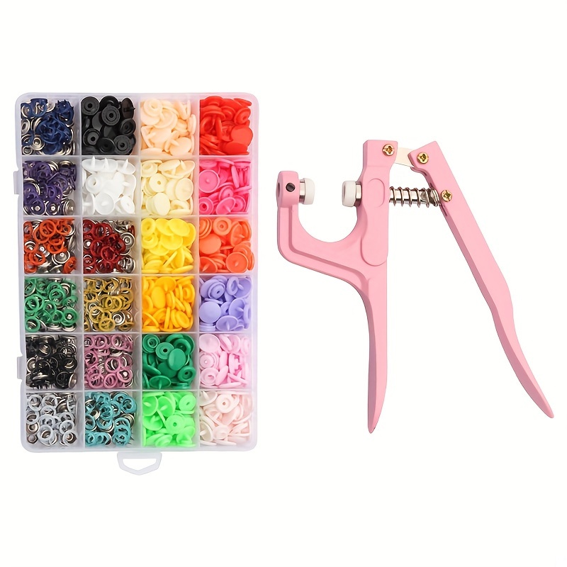 364pcs Snap Button Kit with 360 Snap Buttons/Hand Press  Pliers/Tweezers/Awl/Screwdriver Plastic Snaps and Tool Set 24 Colors Sewing  Fasteners Snaps 