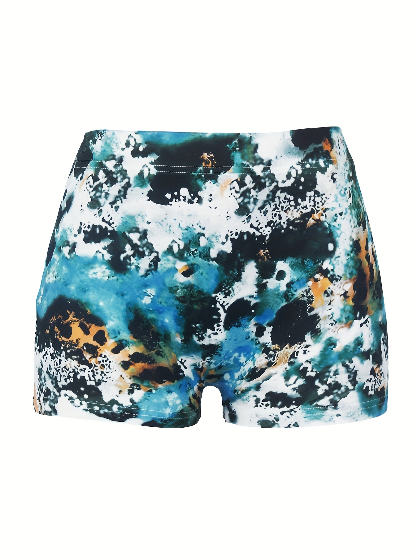 Women's Plus Size Glitter Letter Print Tie Dye Elastic High Rise Medium Stretch Shorts