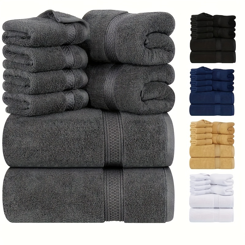 Solid Color Cotton Towel Set, Washcloths Hand Towel Bath Towel, Soft &  Absorbent Towels For Bathroom, 2 Bath Towel & 2 Hand Towel & 2 Washcloths,  Bathroom Supplies - Temu