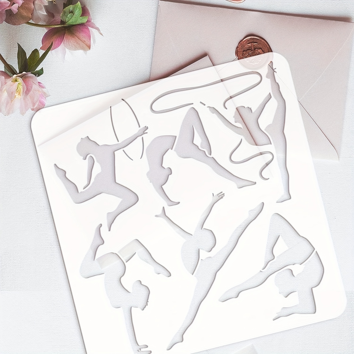 

1pc Gymnastics Painting Stencil 11.8x11.8 Inch Plastic Pet Painting Stencil, 6 Styles Women Gymnastics Template, Sports Stencil Large Drawing Template For Wall Floor Tiles Decoration