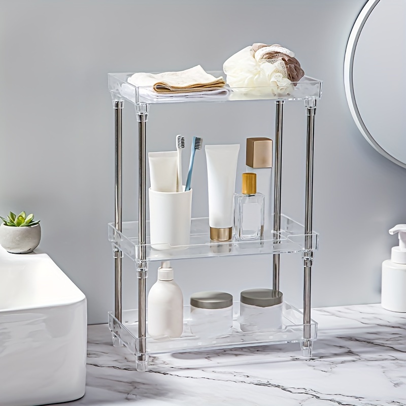 2/3 Layers Bathroom Shelf With Free Punching Wall Hanging Toilet Storage  Organizer - Convenient And Stylish Bathroom Accessories - Temu