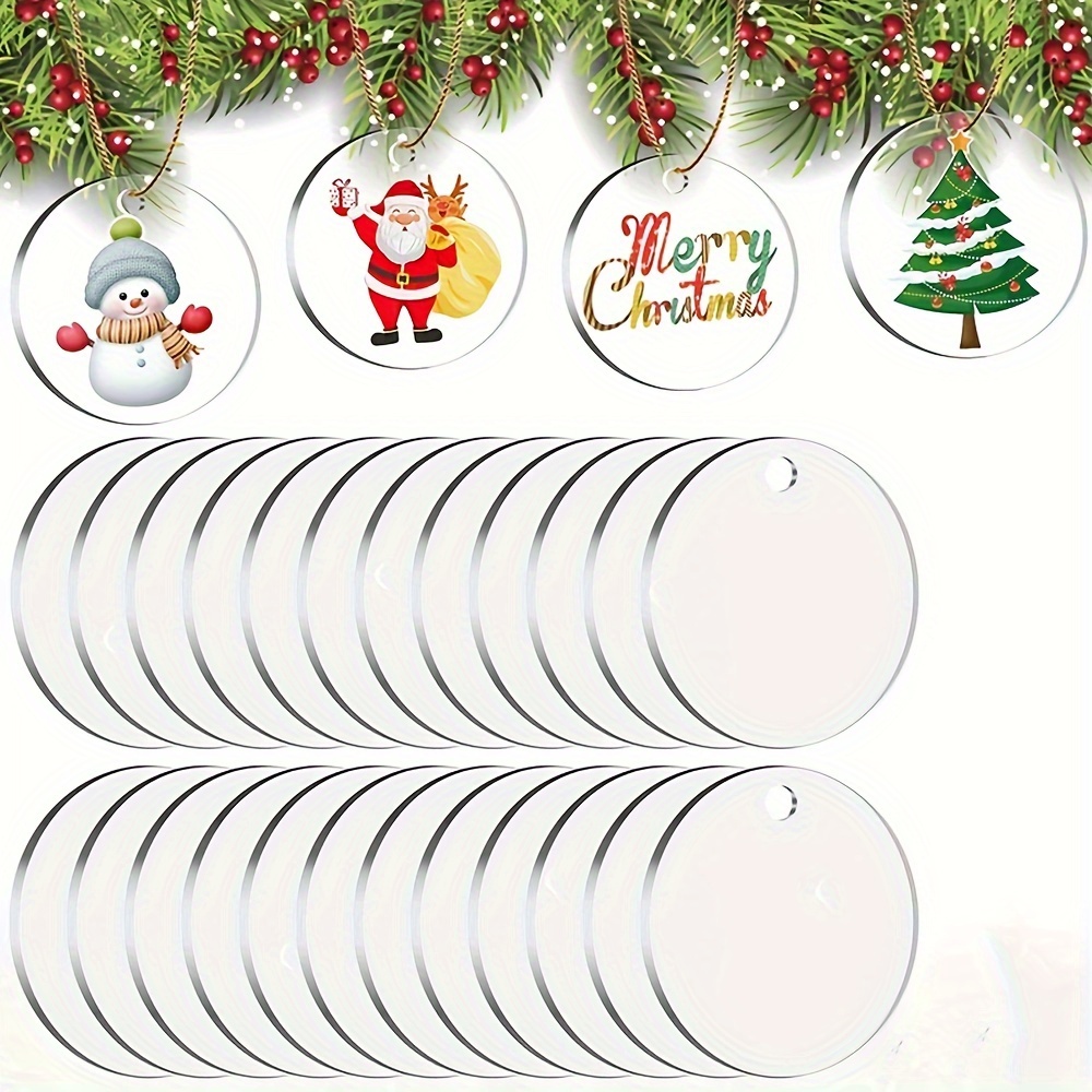 20pcs Acrylic Ornament Blanks Bulk 3 Inch Round Clear Flat Round Plastic  Ornament for Crafts Vinyl Project Acrylic Disc Blanks for DIY 2023  Christmas