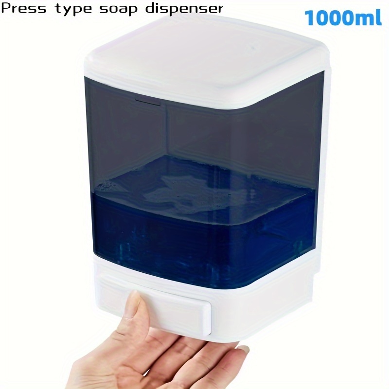 

1pc Wall-mounted Soap Dispenser, Manual Press Hand Sanitizer Soap Dispenser, Shampoo Shower Gel Soap Dispenser, 1000ml Large Capacity Lotion Container For Bathroom, Bathroom Accessories