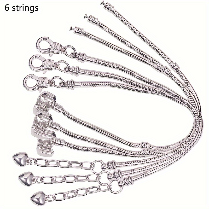 12 Pcs Snake Chain Bracelets for Jewelry Making Adjustable  Snake Charm Bracelet Bulk 7.87 Inch Bendable Chain Extender with Heart  Lobster Clasp for DIY Valentine's Day Women Girls Jewelry (Silver)