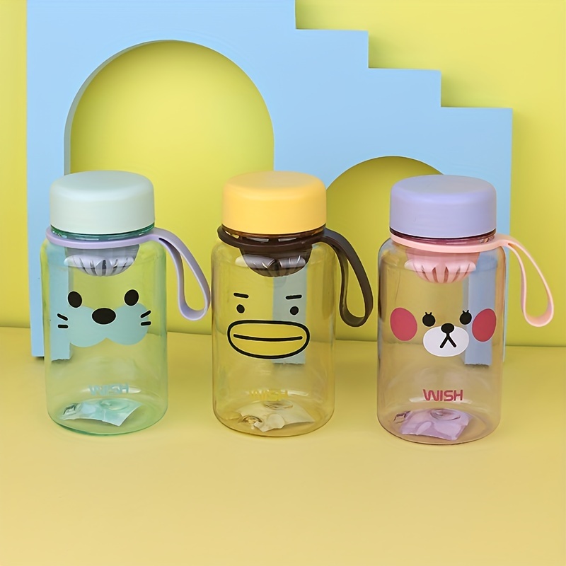 400ml Cartoon Portable Baby Leak Proof Straw Water Bottle Sippy Cup with  Lanyard