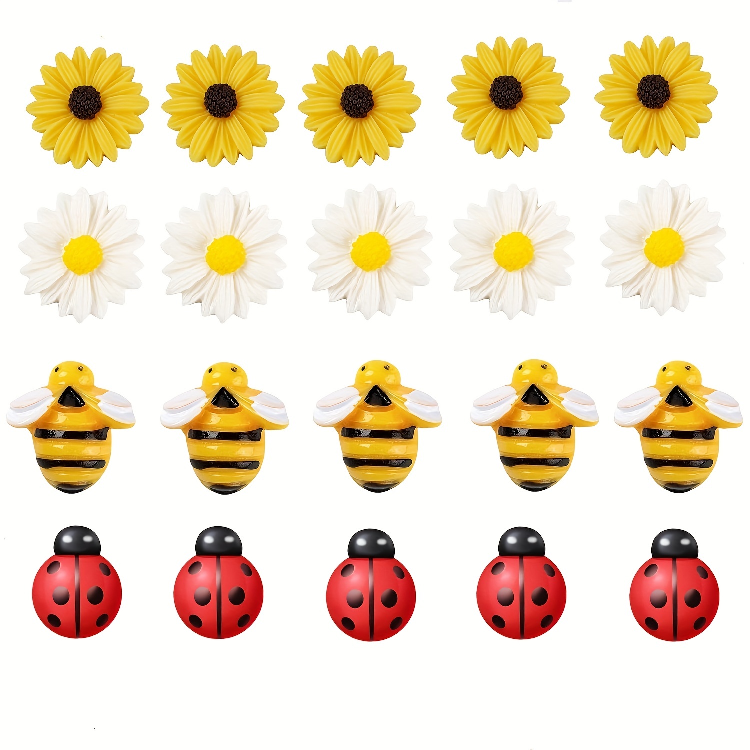 

20pcs Resin Daisy Sunflower Bee Ladybugs Ladybird Honey Bumblebees Mixed Embellishments Flatbacks Cabochons For Scrapbooking Diy Crafts Wreath Decoration