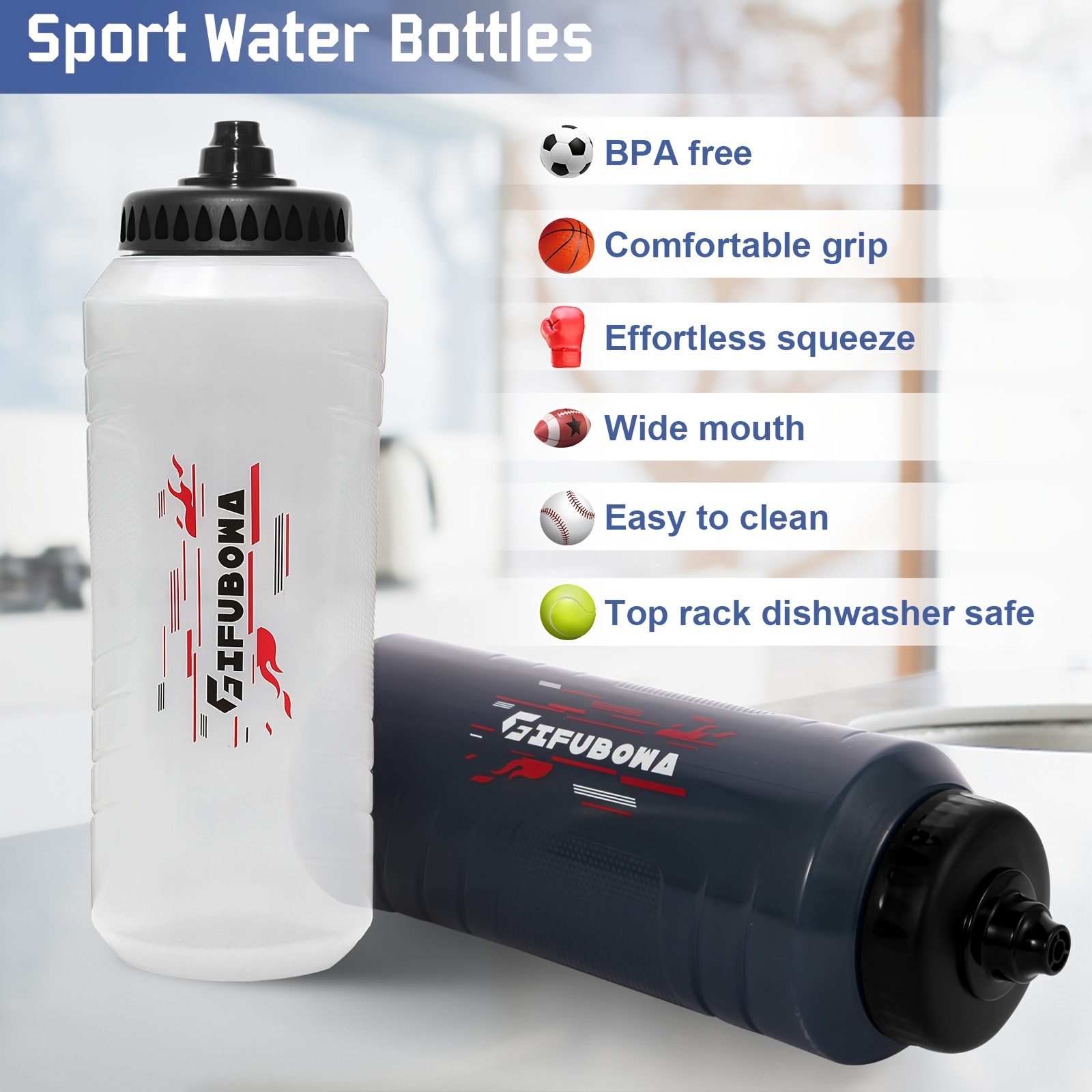 Sports Water Bottle 1000ml, BPA Free Tritan Non-Toxic Plastic Drinking  Bottle, Leakproof Design for Teenager, Adult, Sports, Gym, Fitness,  Outdoor, Cycling, School & Office,Black 