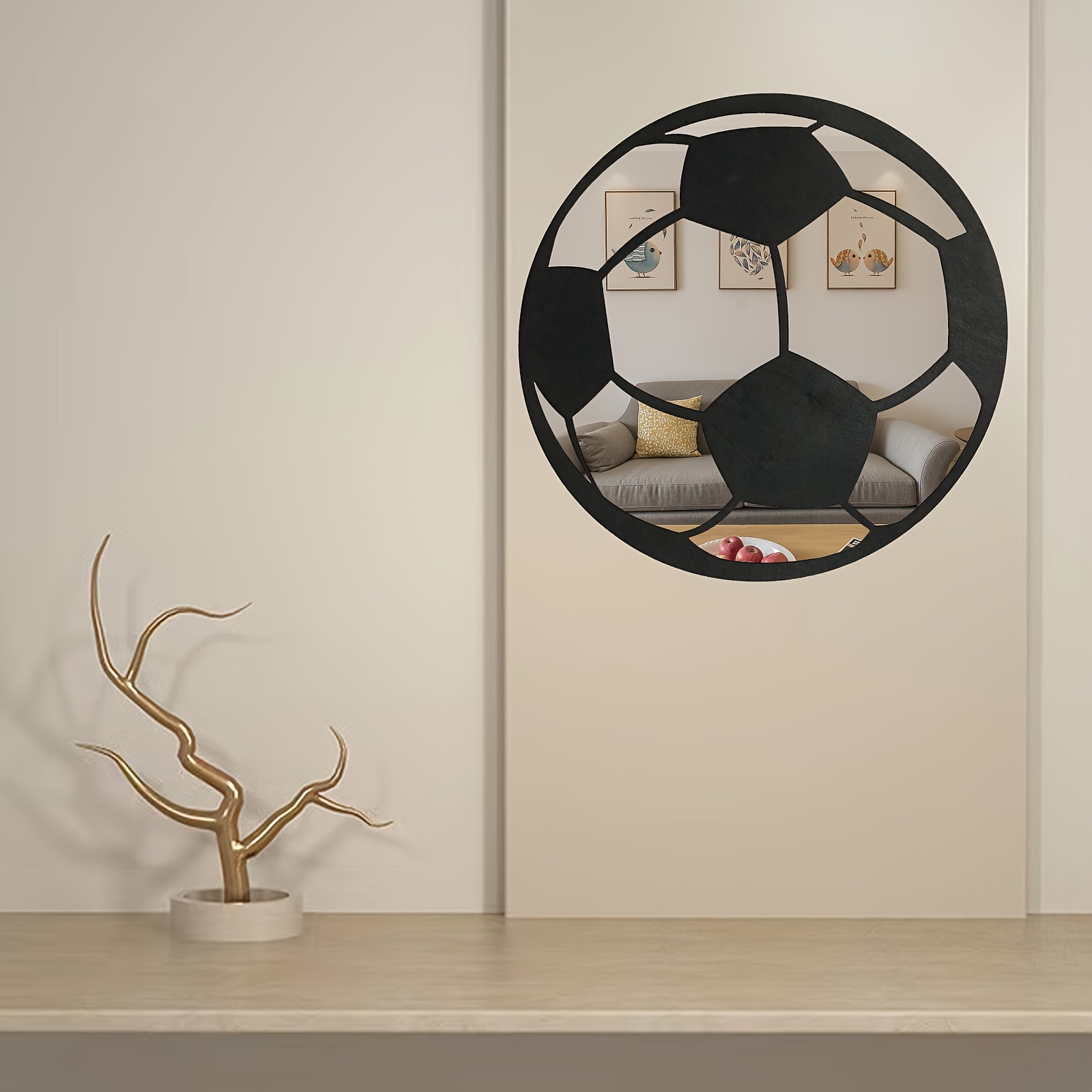 Heart Football Skull Shaped Mirror Wall Sticker Creative Art - Temu