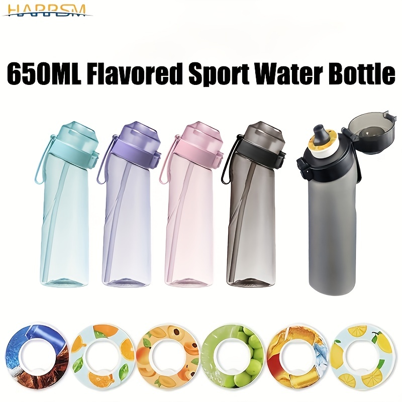 650ml Water Bottle + 7pcs Flavor Rings) Bouncing Lid Sports Water