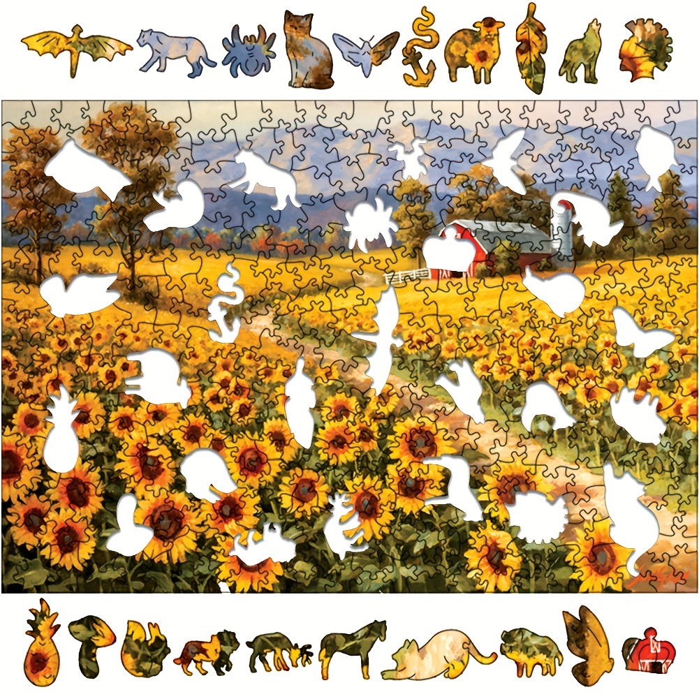 Sunflower Small Town Wooden Puzzle Educational DIY Crafts