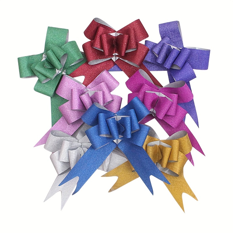 GLEAVI 30 Pcs Flower Ribbon Bow Glitter Garland Ribbon for Bows Gift Wrap  Bows Birthday Gift Bows Decorative Glitter Ribbon Bows Up Bows Pom Pom Bow