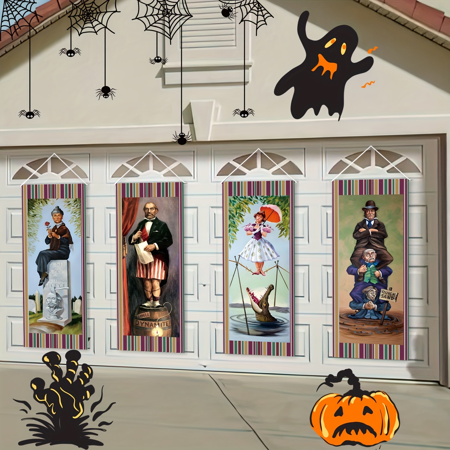 (3) Halloween Haunted Manor store Wall Decor