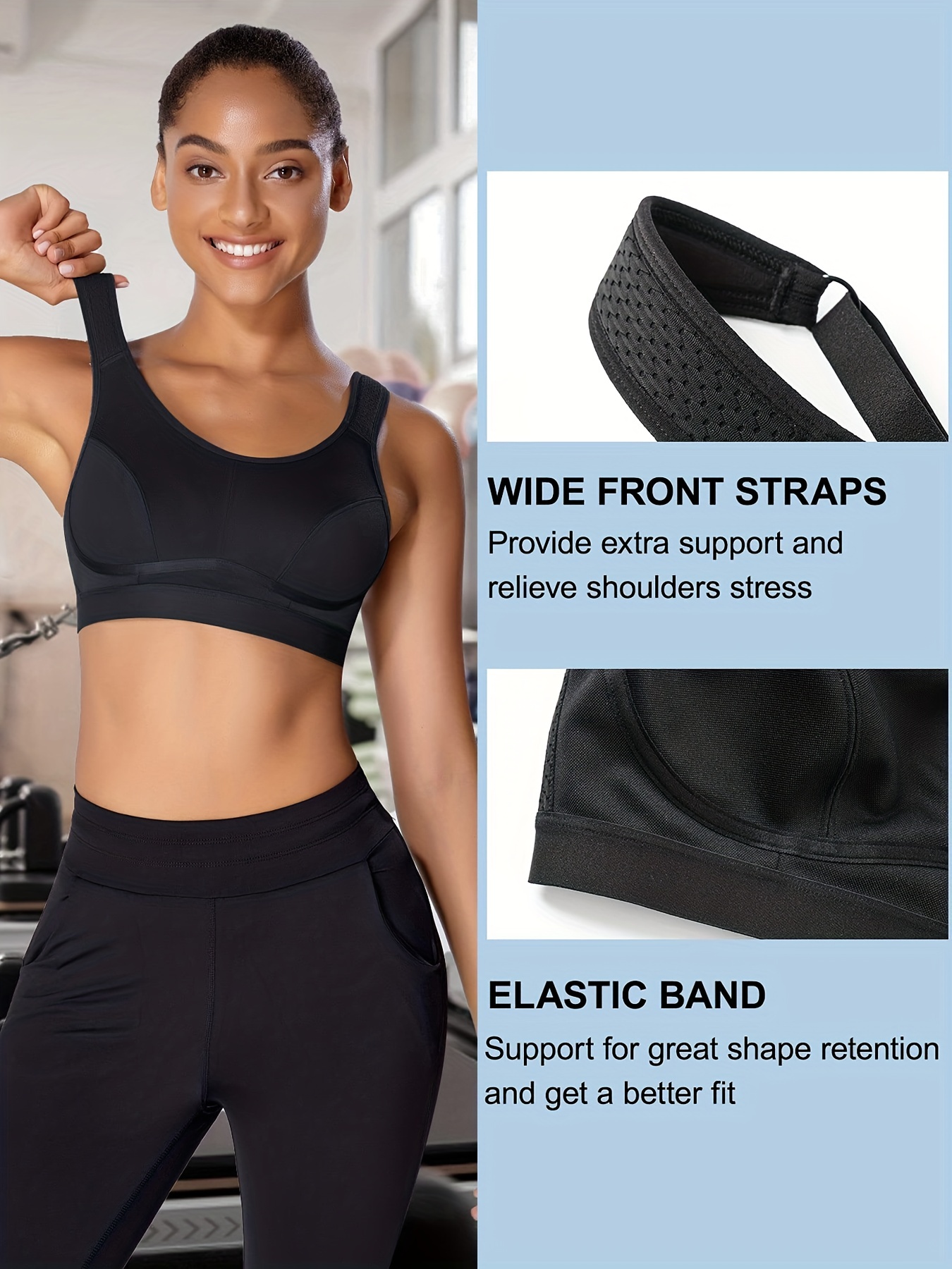 Women Full Support High Impact Wireless Racerback Sport Bras With Front  Adjustable Straps, Women's Activewear