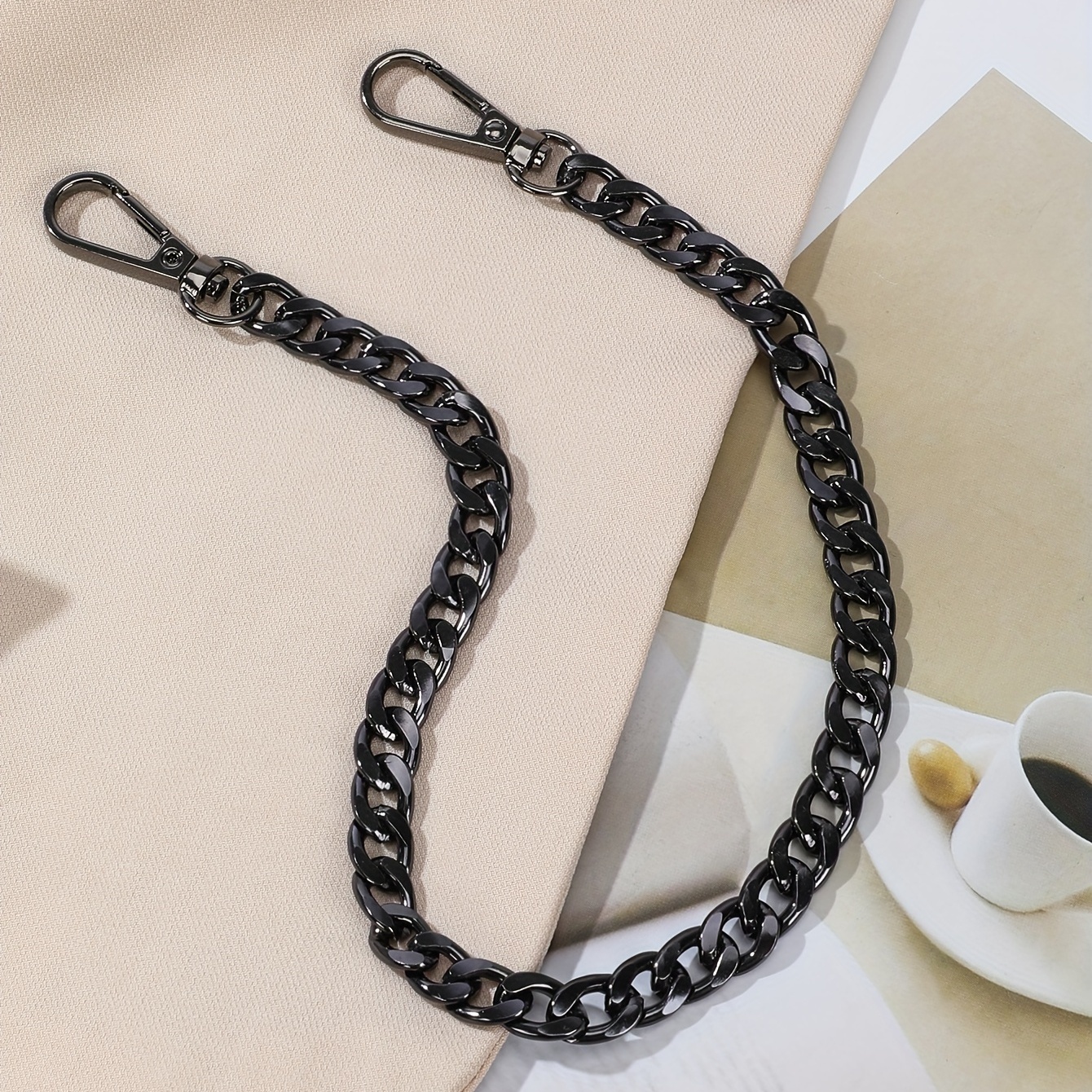 Black Flat Purse Strap Replacement Men's And Women's Purse Chain Strap  Metal Link Clasp Purses Belts Purse Making Supplies - Temu Mexico