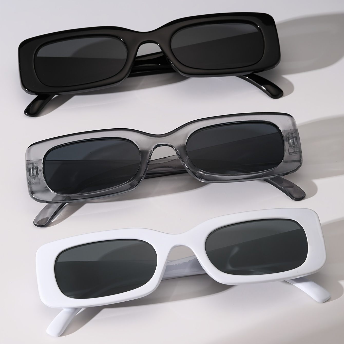 

3pcs Retro Rectangle Fashion For Women Men Punk Anti Glare Sun Shades For Party Beach Club Fashion Glasses