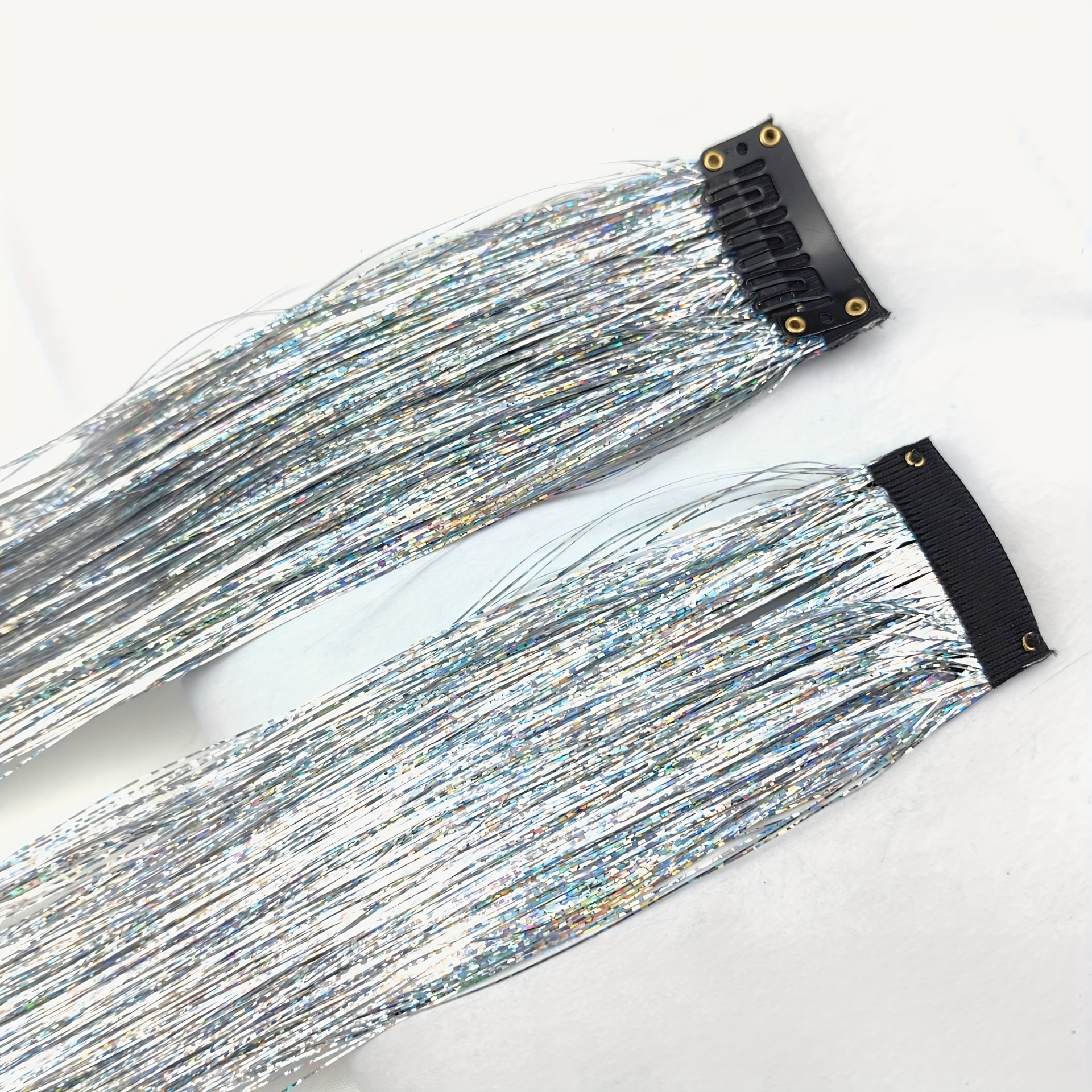 Glitter Fairy Tinsel Hair Extensions Shiny Hair Tinsel Clip - Temu