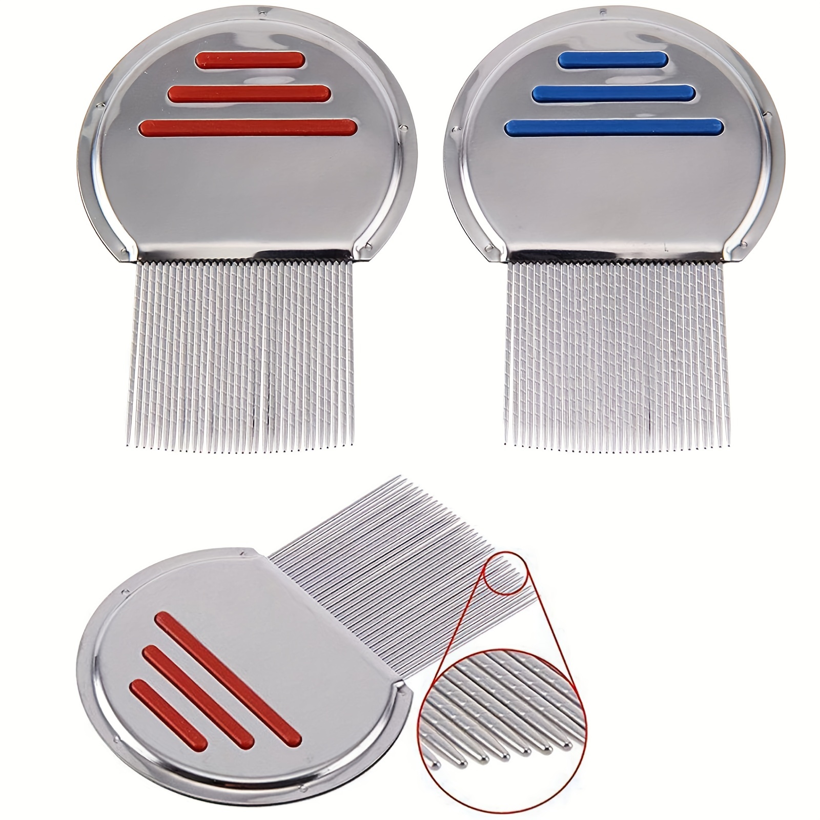 

3pcs Lice Comb, Pet Lice Treatment, Individually Packaged Professional Stainless Steel Louse And Nit Combs Removes Insect Eggs With Rounded Tips For Comfort